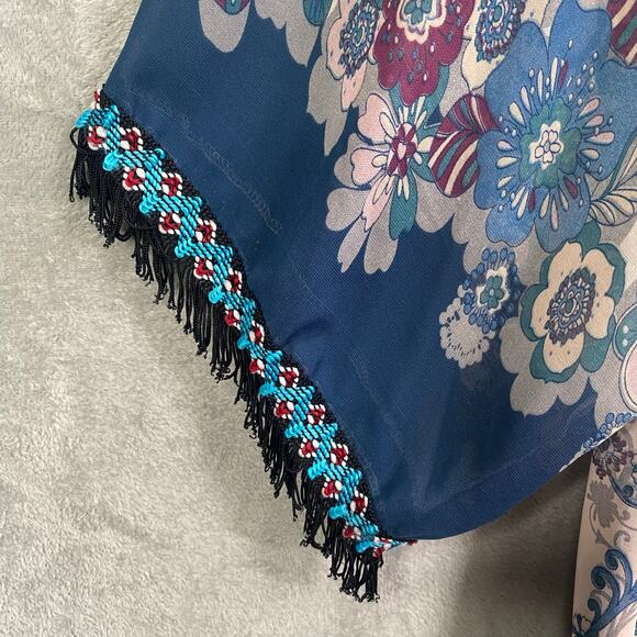 Umgee‎ Kimono Size M/L Floral Fringe Indie Boho Chic Fairy Grunge Festival - Picture 12 of 13
